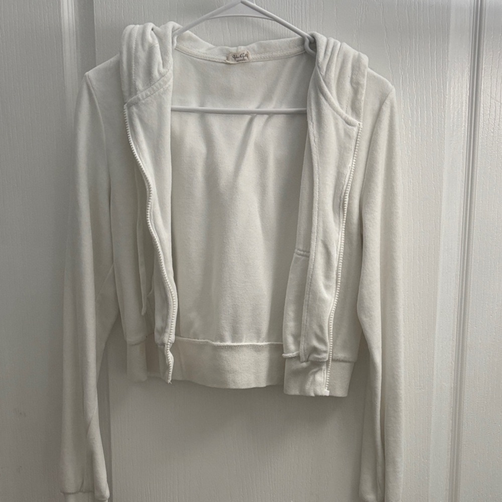 Brandy Melville White Hoodie Jacket